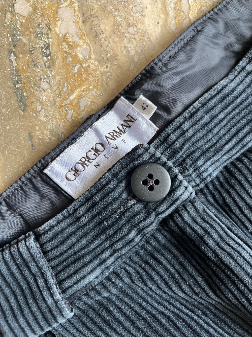 Giorgio Armani Neve Ribbed Corduroy Trousers - Charcoal Gray